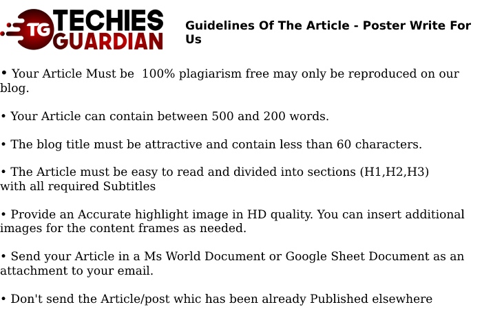 Guidelines Of The Article - Poster Write For Us