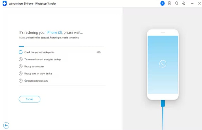 select whatsapp data to migrate