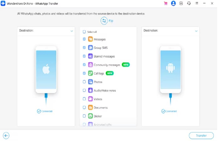 choose transfer whatsapp messages